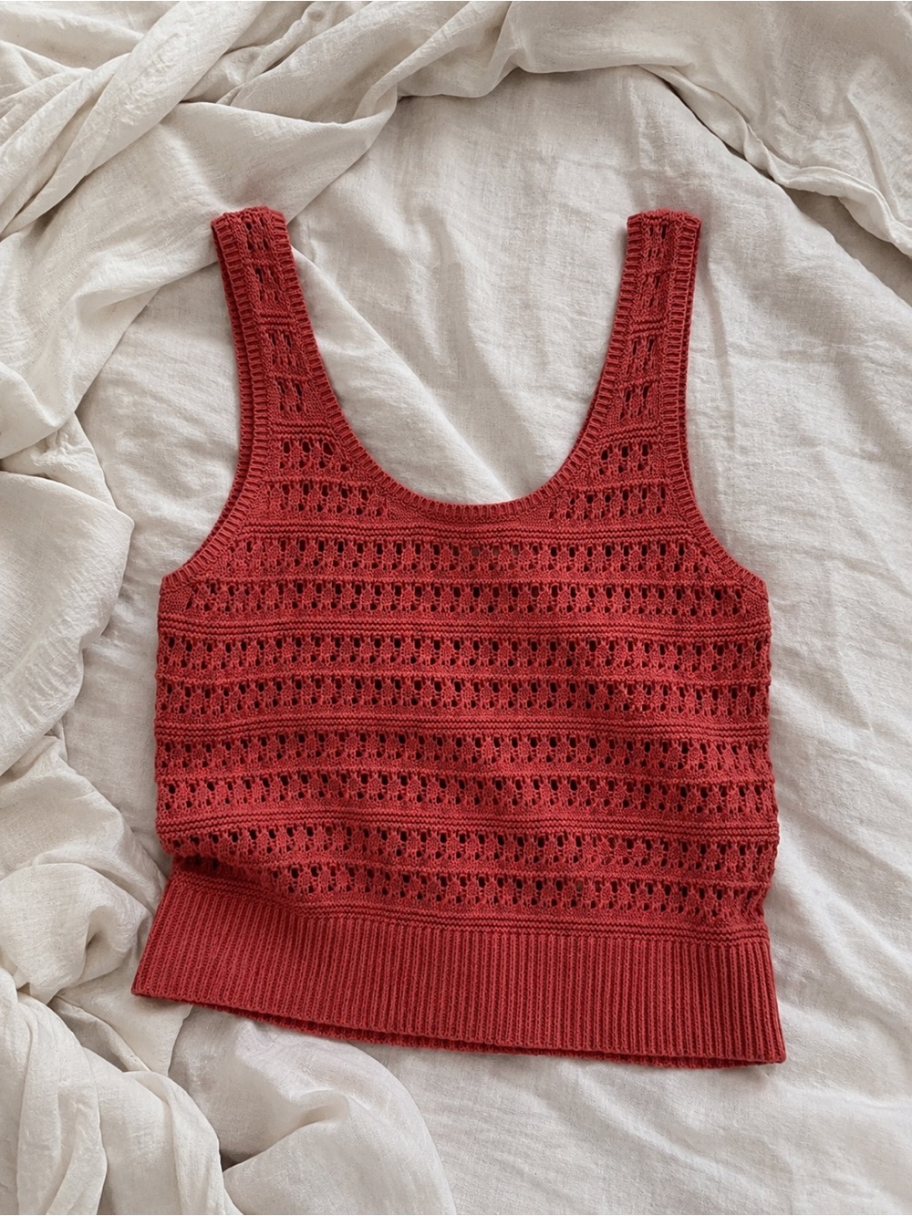 Old Navy Crochet Knit Tank Top Rust Sz Large